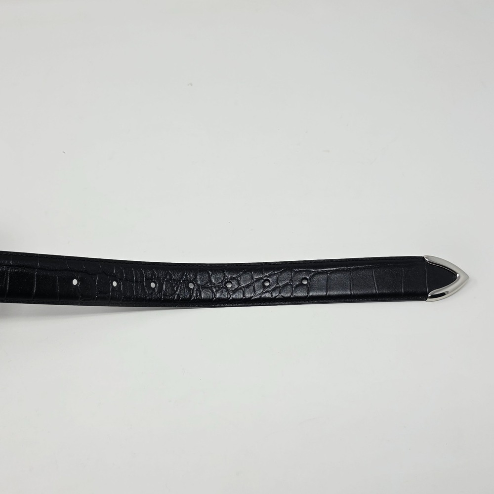Favorite Daughter The Jordan Croc Embossed Belt Size Large Black Nickle Buckle - Picture 4 of 5